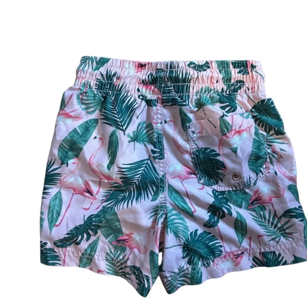 Matching Set: Old Navy Pink and Green Flamingo Swim‎ Trunks